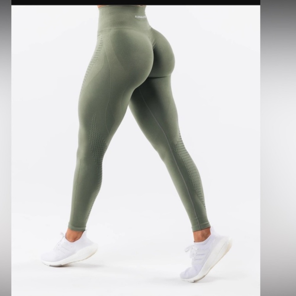 Alphalete contour large green workout leggings Mesh EUC Size Small